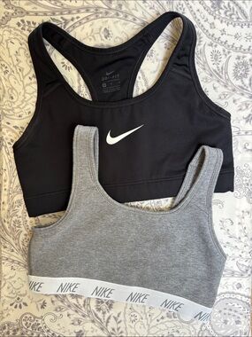 Nike Black & Grey Racerback Sports Bra Duo-size M